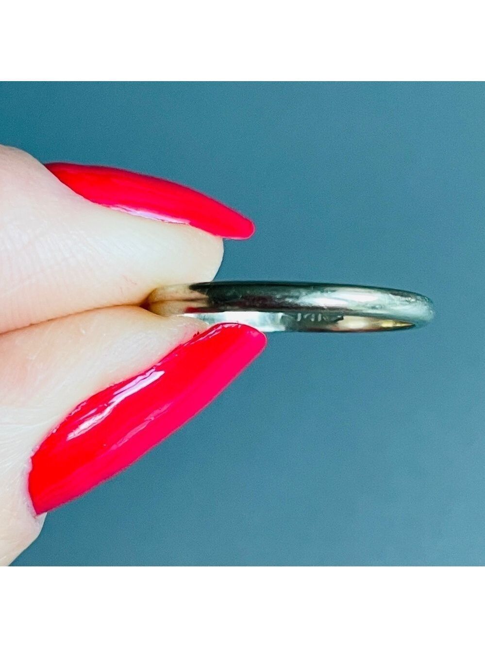 14K White Gold Vintage Stackable Ring Band Size 5